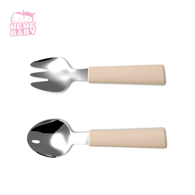 LFGB Stainless Steel Silicone Training Fork And Spoon Durable For Kids