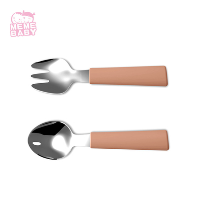 LFGB Stainless Steel Silicone Training Fork And Spoon Durable For Kids