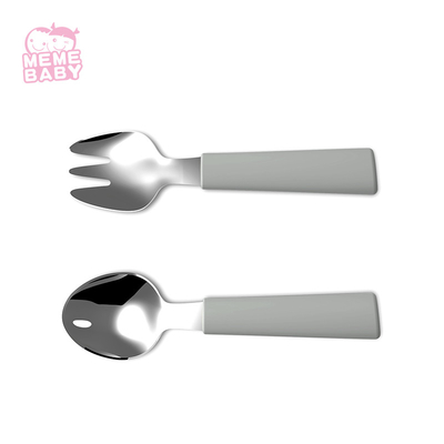 LFGB Stainless Steel Silicone Training Fork And Spoon Durable For Kids